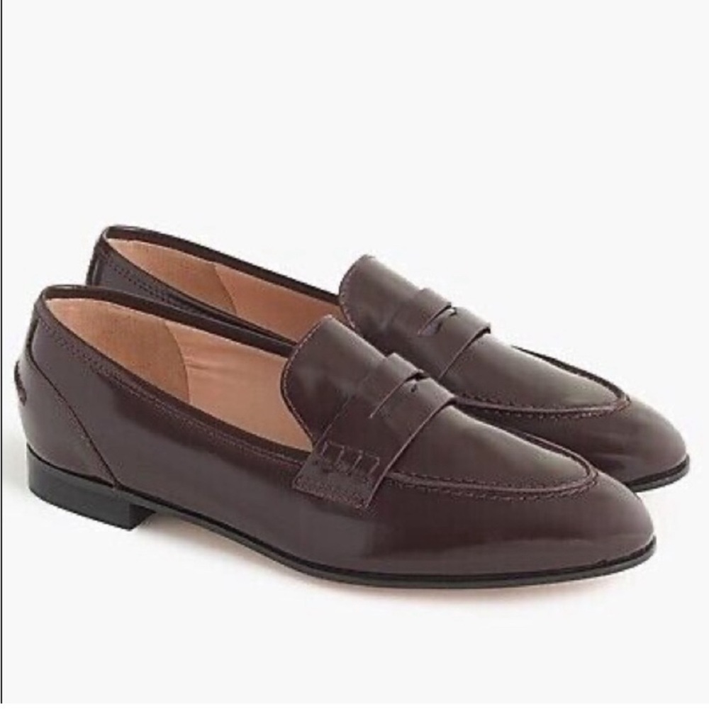 J. Crew Academy Patent Leather Loafers Oxblood 7.5